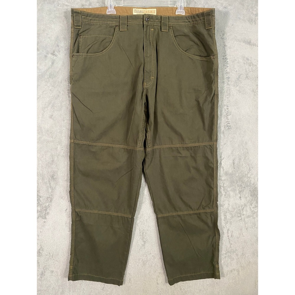 Cabelas Pants Mens 44x32 Olive Green Double Knee Workwear Outdoors Gorpcore
